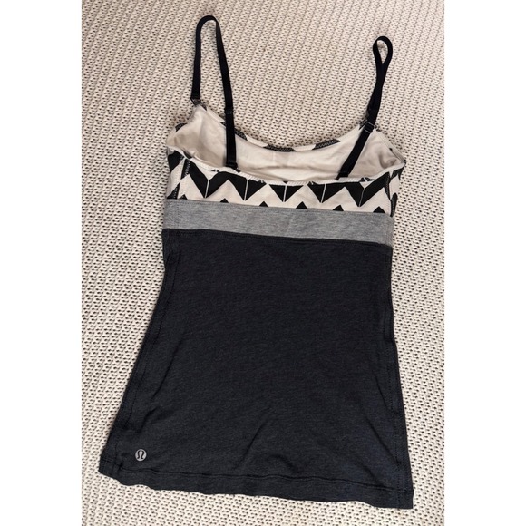 lululemon athletica Tops - Lululemon Chevron Colorblock Cami Tank Top Built In Bra Grey Black White Small